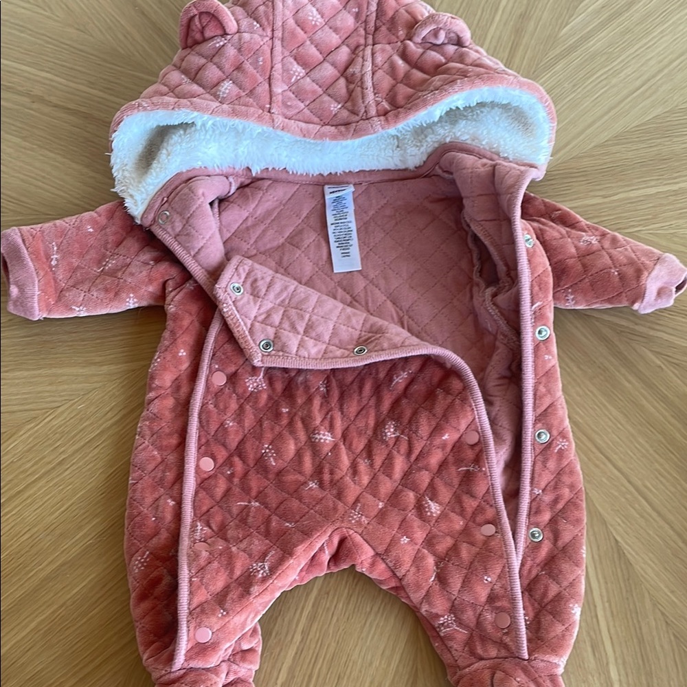 New Cozy Pink Quilted Kids One Piece